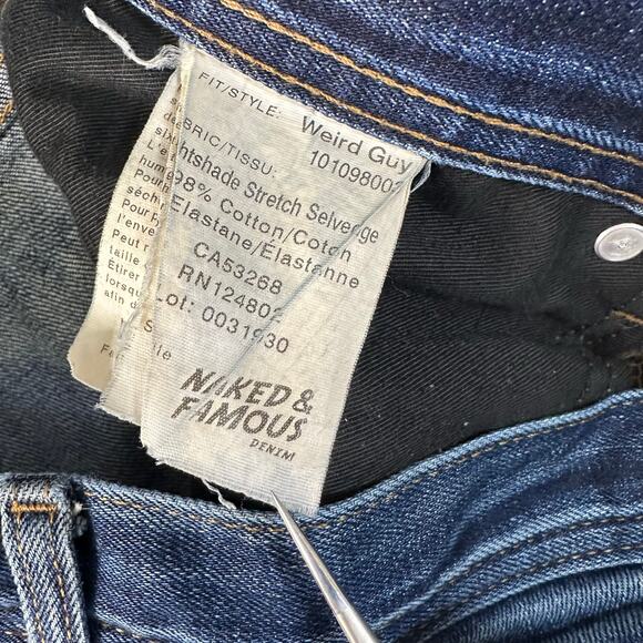 Naked & Famous Jeans Weird Guy Button Up Skinny Jeans Men's 30 Dirty Wash Denim - Picture 5 of 10